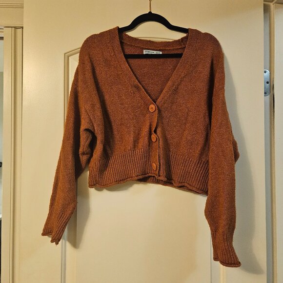 Dark Orange Cropped Cardigan - Picture 1 of 5